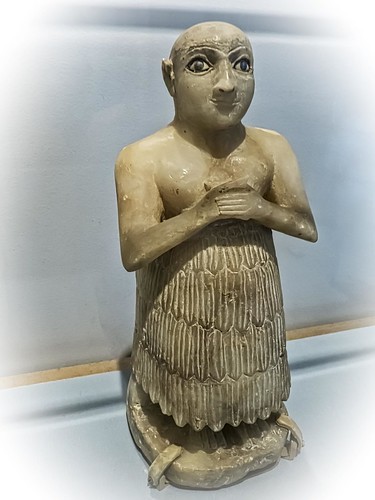 Male human statue from Khafaje, Iraq 2600-2350 BCE Alabaster