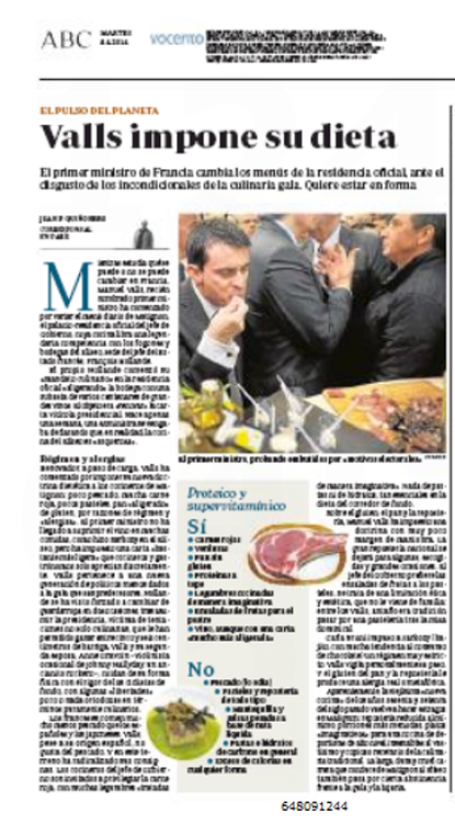 14d08 Valls impone su dieta en Matignon