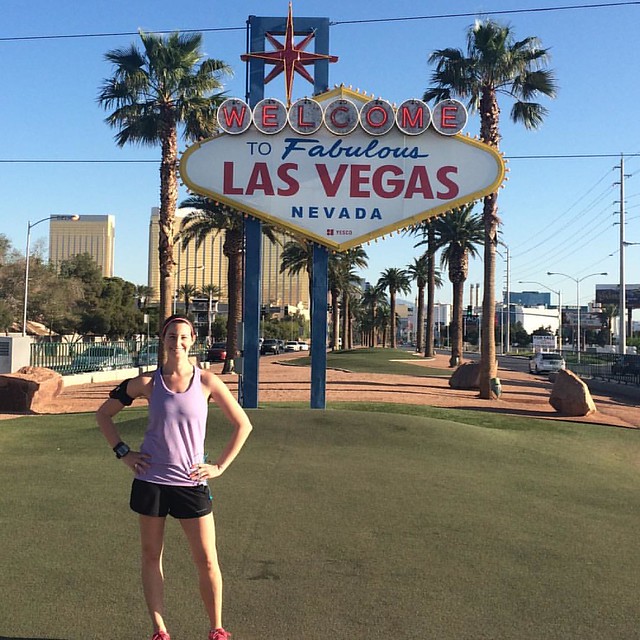 Perk of being on East Coast time -- an early morning run to the Welcome to Vegas sign on the relatively quiet Strip. #instatravel #nofilter #lasvegas