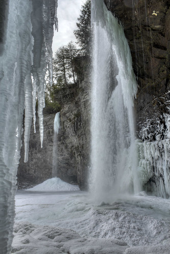 Rockhouse Falls and Cane Creek Falls frozen detail 2, Fall Creek Falls State Park, Van Buren County, Tennessee