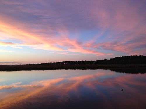 blue sunset reflection water mirror nc north crab tavern sound carolina outer banks obx colington