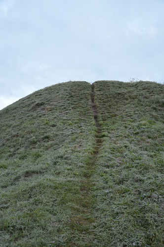 sky grass frost path hill