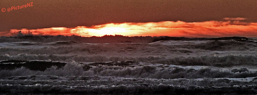 ocean sea orange water clouds sunrise dawn waves pacific rage crack sunup daybreak raging
