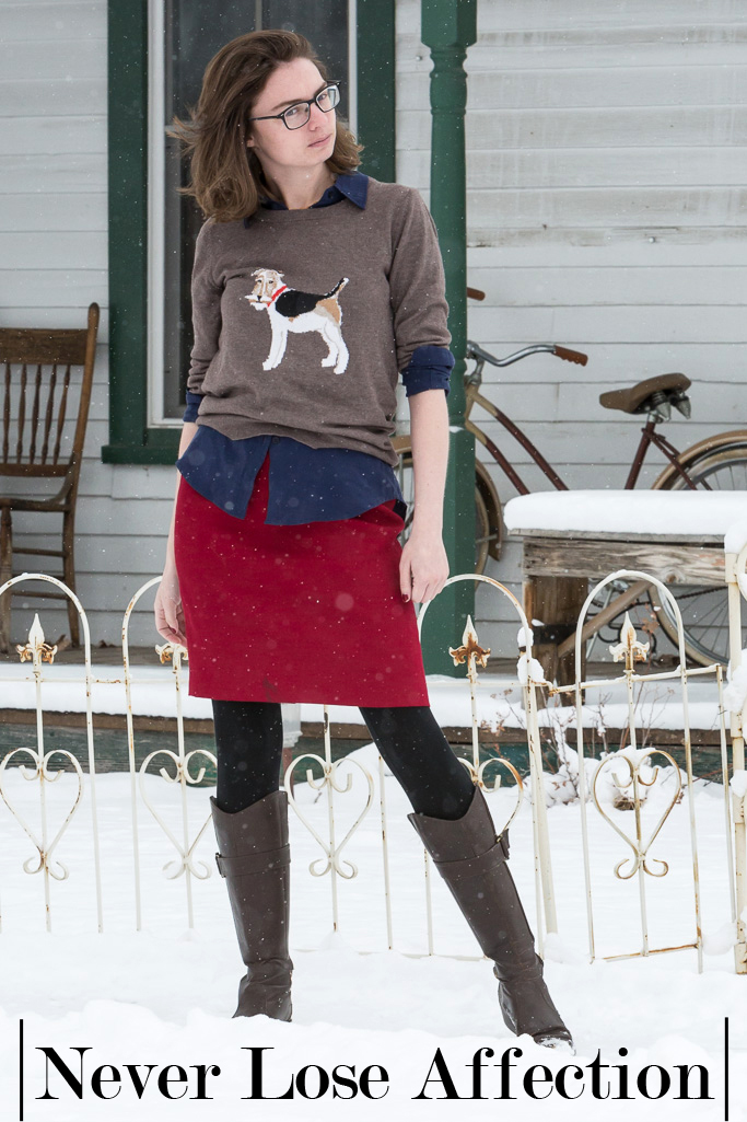 Fox Terrier Sweater, popbasic, silk shirt, red pencil skirt, outfit, never fully dressed, withoutastyle, wyoming