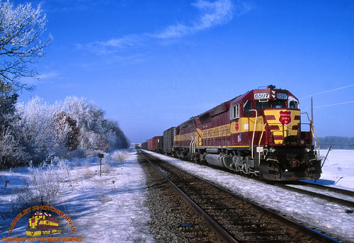 train rail railroad railfan wc wcl transport transportation georgewidener georgerwidener stockphoto wingletphotography wisconsincentral wisconsincentralltd fallenflag beforecn orchard stevenspoint wisconsin ice icy winter cold snow track emd sd45 6597