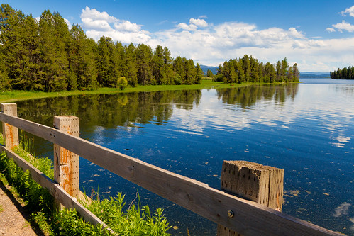 summer lake reflection water clouds forest canon fence landscape scenery peace afternoon scenic sigma peaceful bluesky 7d handheld serene donnelly 1750mm lakecascade tamarackresort