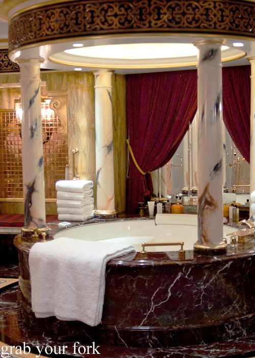 Marble bathtub with columns in the Royal Suite of Burj Al Arab, Dubai