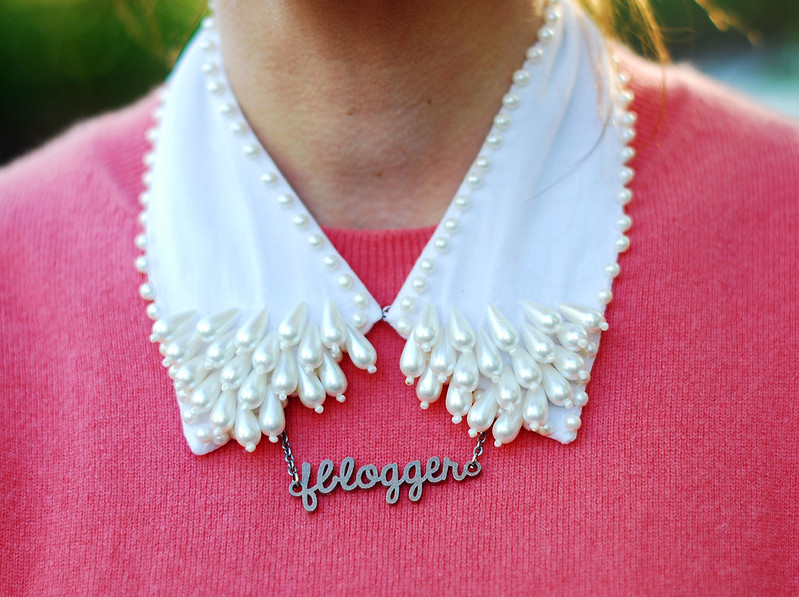 White pearl collar & name necklace