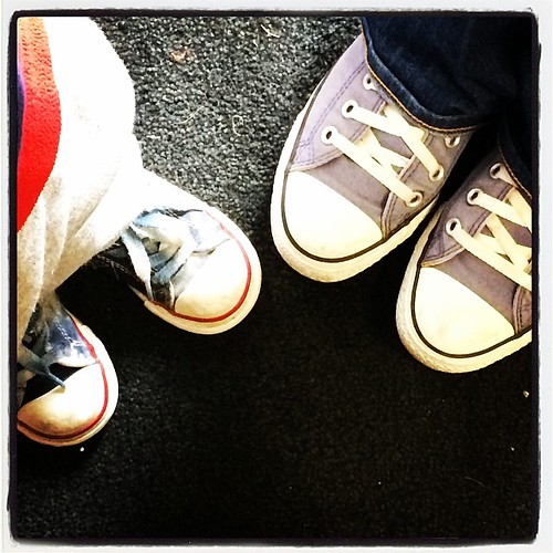 We are each wearing a pair of matching socks and our #shoes #match each other's. Some days we just have it together. #Converse