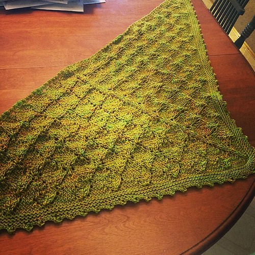 Still needs blocking so you can see the leaves but I am super proud of it! Elder Tree Shawl