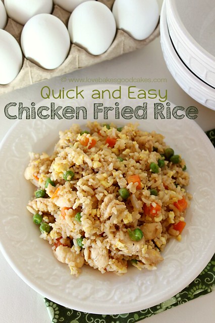Quick and Easy Chicken Fried Rice is an economical dinner idea! It's versatile too - use shrimp, pork, ham or Spam in place of the chicken! The possibilities are endless with this basic recipe - It's a great way to re-purpose leftovers! #rice #dinner