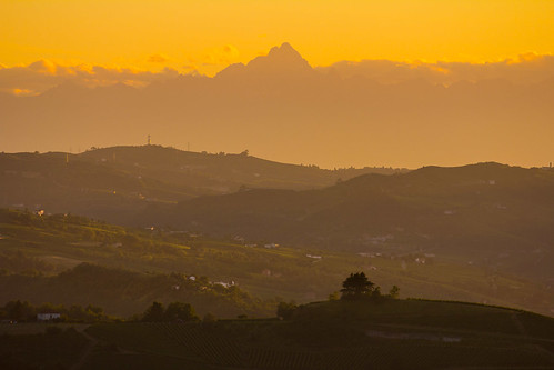sunset italy mountain yellow monviso