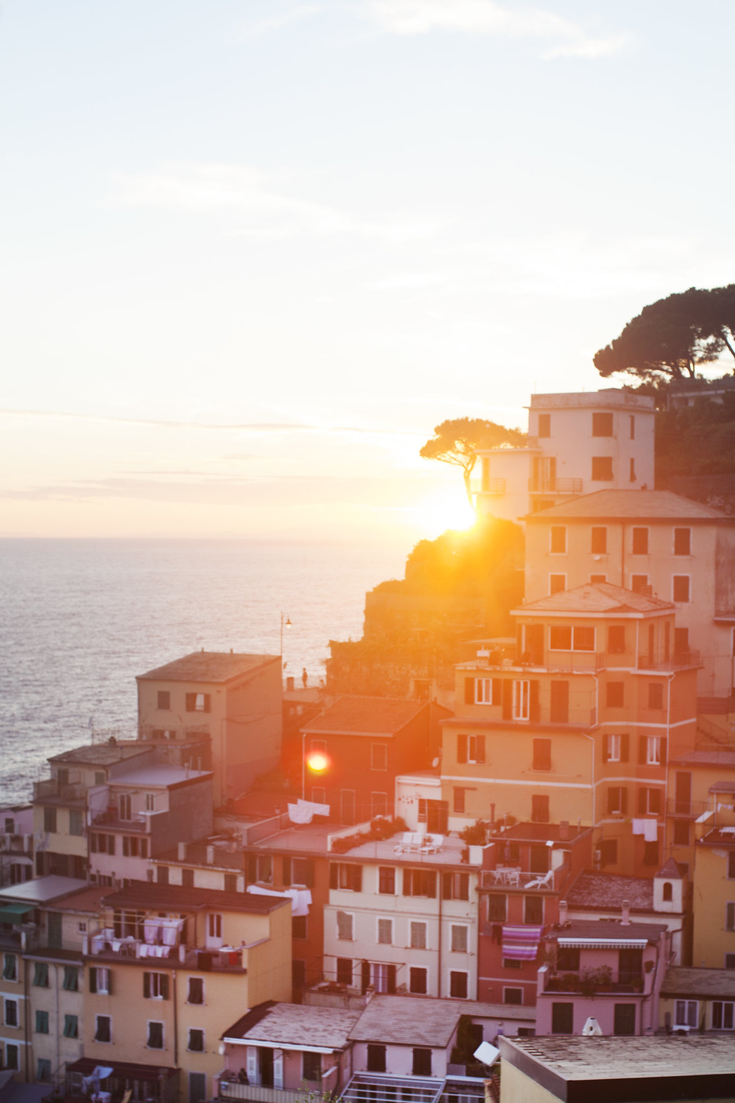 Riomaggiore, Cinque Terre, Italy at sunset