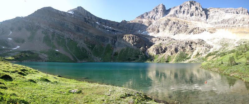Hidden Lake Panorama with Mount Richardson, Pika Peak, and Ptarmigan Peak