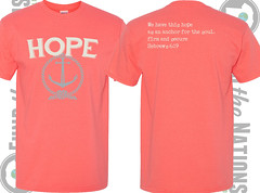 Coral adoption fundraiser t-shirt: Hope Anchor with Hebrews 6:19