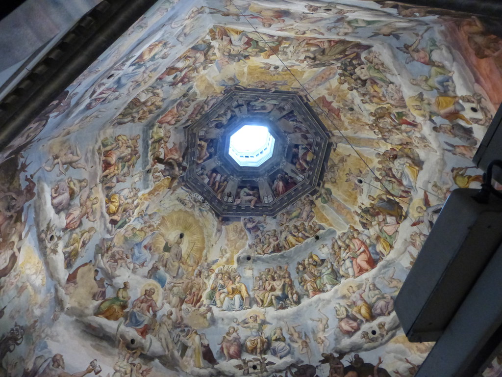 Reaching the fresco at the base of the dome