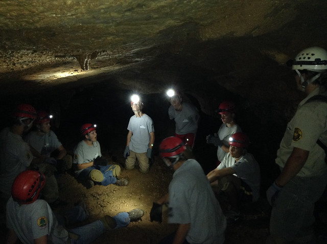 The Natural Tunnel boys under the surface in one of Virginia's caves