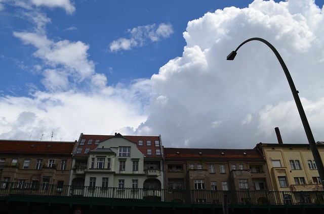 European Instagram meetup #EverchangingBerlin_bahn tracks buildings blue sky