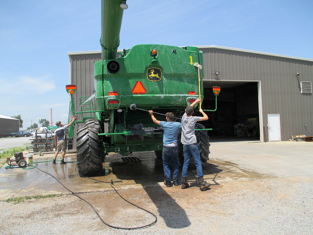 Ed and Austin clean combines