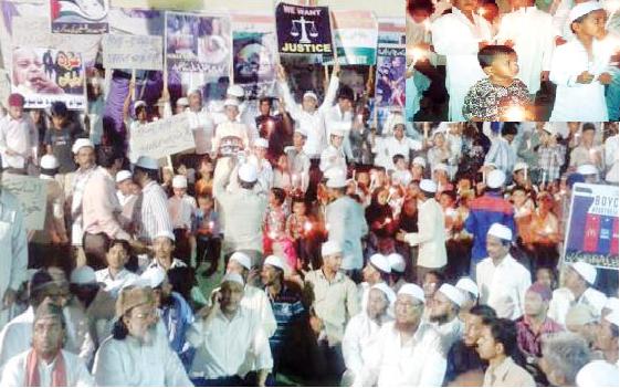Muslims in Malegaon protest agianst Israeli bombing in Palestine.