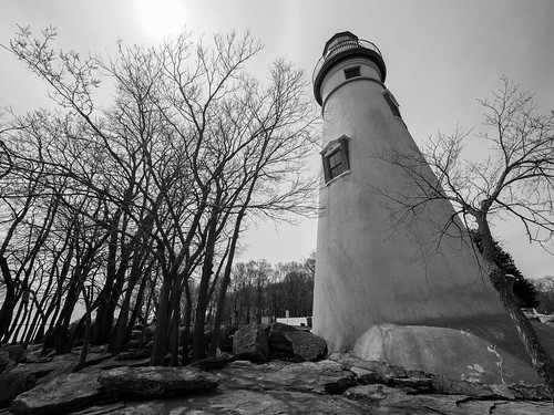 lighthouse bw marblehead landscape lakesidemarblehead ohio unitedstates us