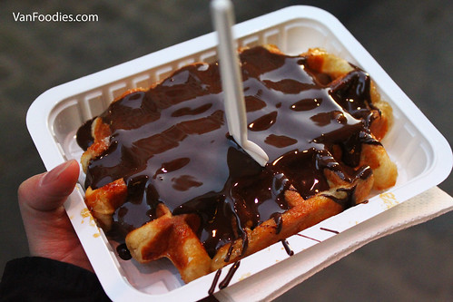 Liege Waffle with Chocolate Sauce in Brussels, Belgium