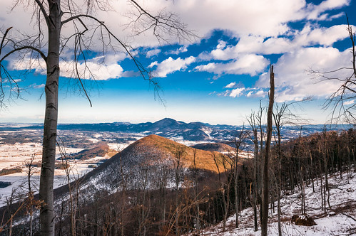 winter hillsmountains trees panorama clouds slovenia