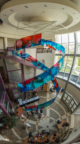 shanshansheng spirosculpture suspendedcoldcastingglass publicart nmt newmexicotech newmexico socorro canoneos70d verticalpanorama glassart geometric window foyer campus studentcenter josephafidelcenter stitchup panoramic panorama vertical motionblur candid indoor architecture contemporary rhythms rhythmsingrowthandlearning