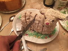 Eating the lamb cake