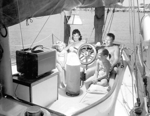Family watching TV on their boat - Fort Lauderdale