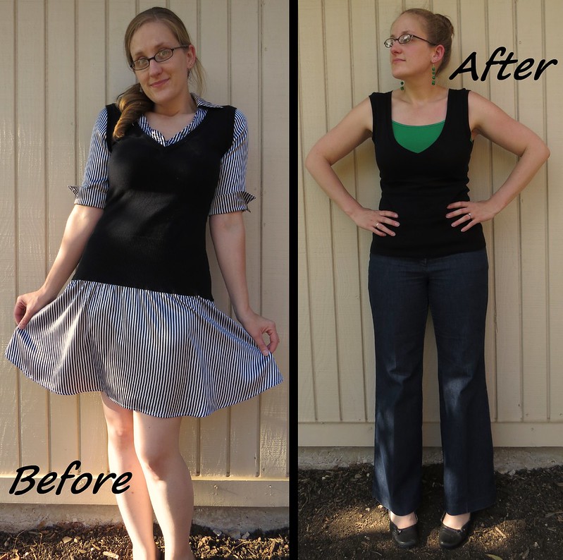 Sweater Vest Refashion - Before & After