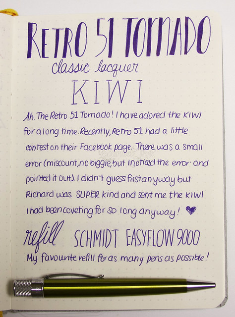 Review: @Retro1951 Classic Lacquer Tornado - Kiwi @JetPens