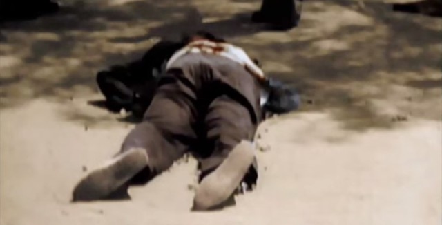 Fusilado por las milicias republicanas. Captura de un vídeo real a color de la Guerra Civil en Toledo en el verano de 1936