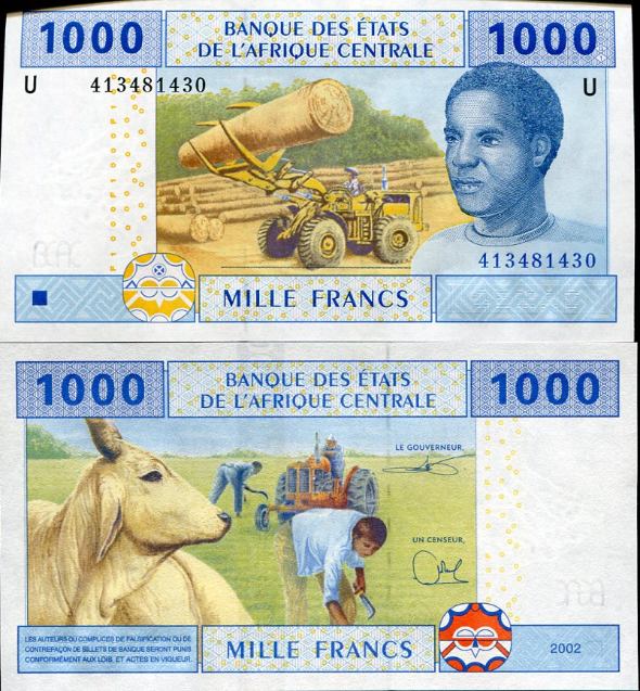 1000 Frankov Kamerun (Stredoafrické štáty) 2002, Pick 207U