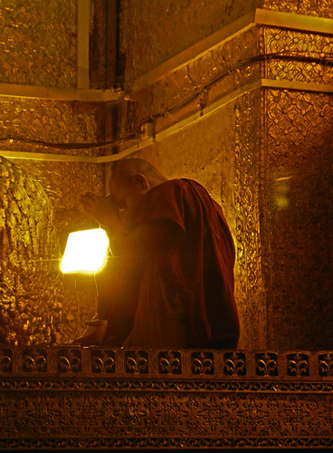 the Lumpy Gold Buddha at the Mahamuni Pagoda in Mandalay