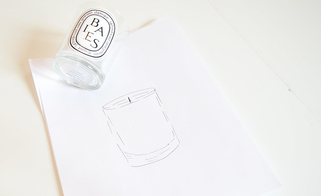 DIY sketch your own diptyque candle prints in black and white for wall art