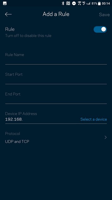 Velop App - Add A Rule To Port Forwarding