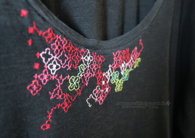 T-shirt with colourful blackwork