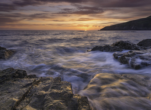 sunset sea cloud seascape beach water wales landscape coast rocks day cloudy cymru anglesey northwales churchbay porthswtan