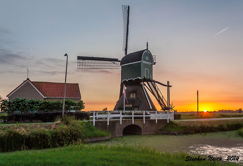 bridge sunset water netherlands windmill canon zonsondergang nederland brug polder stephan molen neven schoonhoven kroos bonrepas 450d