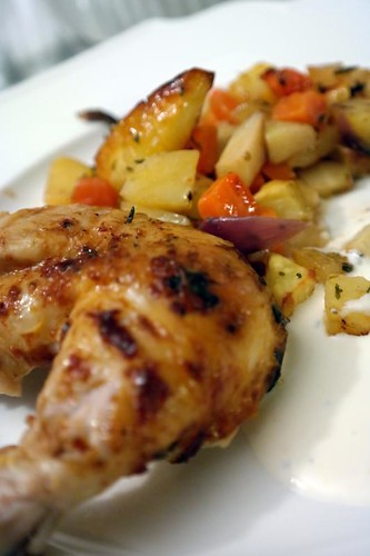 Anne's Food: Herby chicken with root vegetables & lemon honey sauce