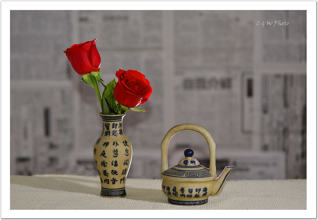 Rose, Teapot & Vase