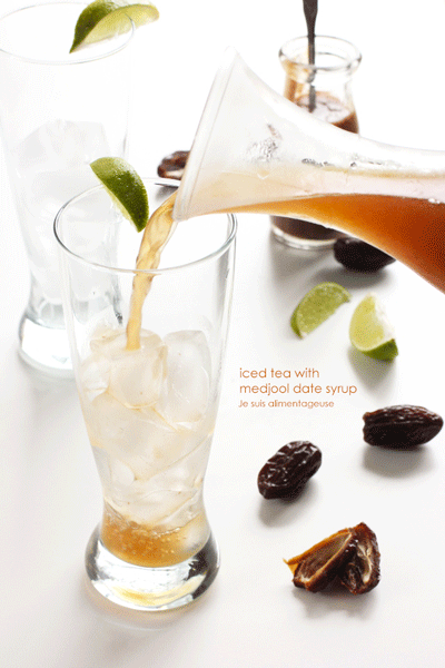 Cool down this summer with iced tea sweetened with Medjool date syrup!