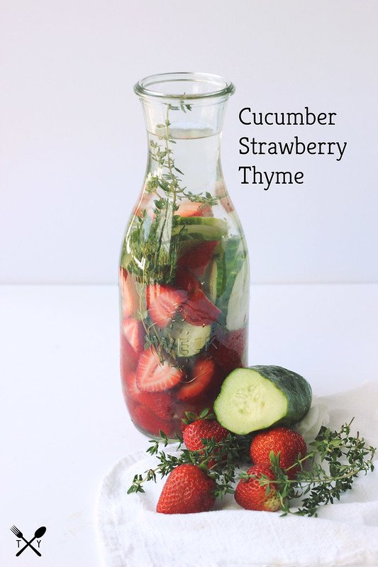strawberry cucumber thyme infused water