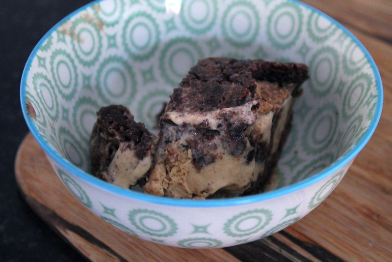 Brownie peanut butter ice cream roll