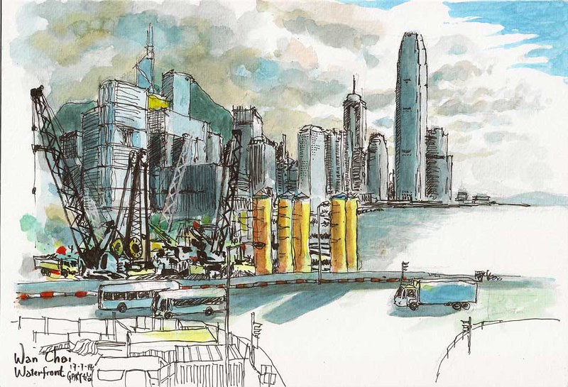Sketching the Harbour from Wan Chai