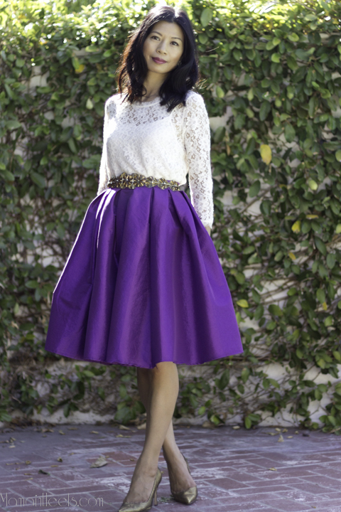 lace blouse satin skirt-1