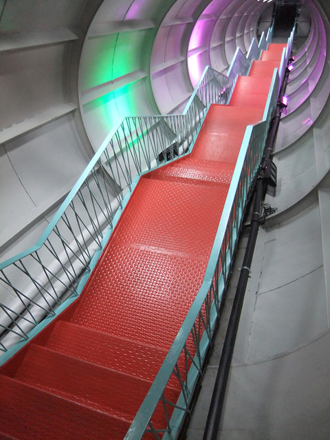 the staircase in the Atomium in Brussels, Belgium