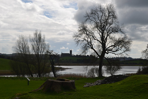 down cathedral catedral downpatrick inch abbey quoile river distance old view stump