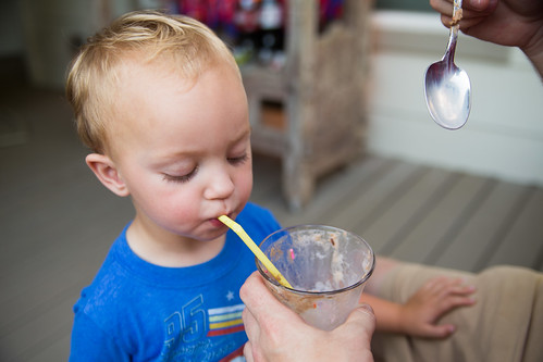 Toddler Drinking a Dr Pepper Float #BackyardBash #Shop
